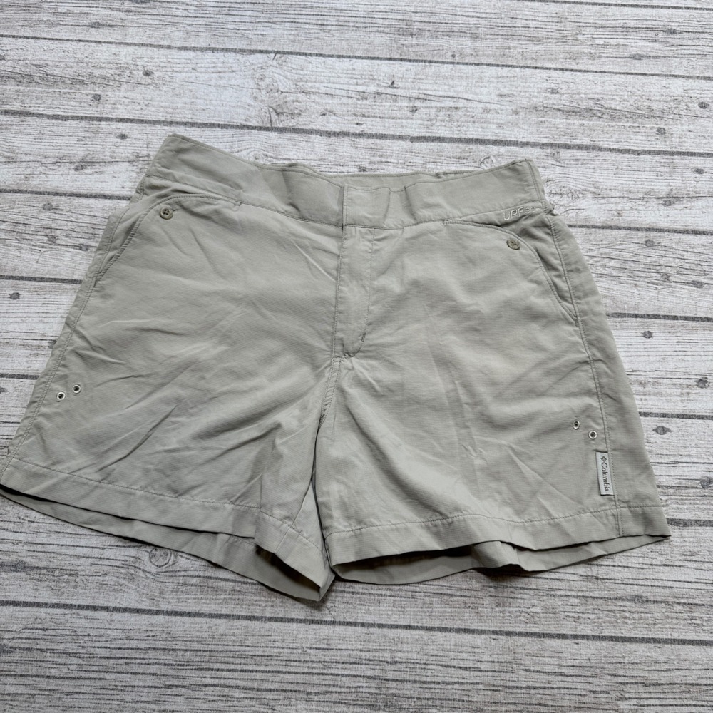 Columbia Sportswear Shorts Women's L Tan Athletic Nylon Hiking Fishing Outdoor